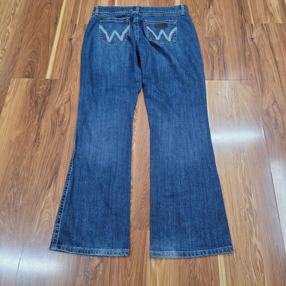Wrangler Bootcut Jeans Juniors 36x33.5 Blue Mid Rise Stretch Denim Embroidered